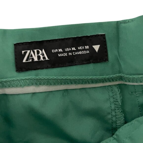 Zara Womens Pants Size XL Trousers Green Flowy Pleated Wide Leg 5427/420 NWOT - Picture 10 of 13